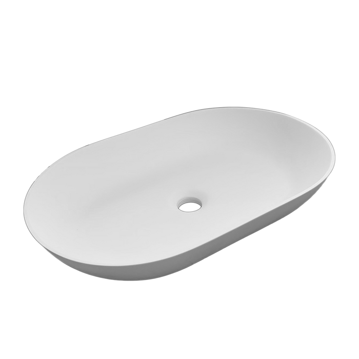 Solid surface oval vessel sink Matte White - Bhdepot