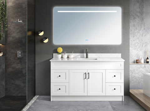 Serena 60″ Single Sink Free Standing Bathroom Vanity With Quartz Countertop - Bhdepot