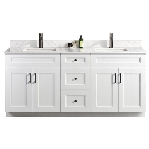 Serena 72″ Double Sink Free Standing Bathroom Vanity With Quartz Countertop - Bhdepot