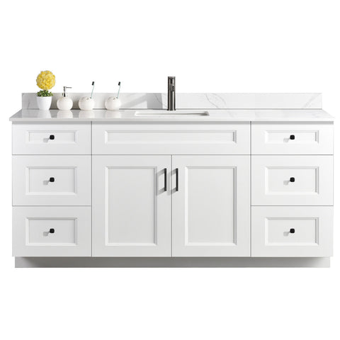 Serena 72″ Single Sink Free Standing Bathroom Vanity With Quartz Countertop - Bhdepot