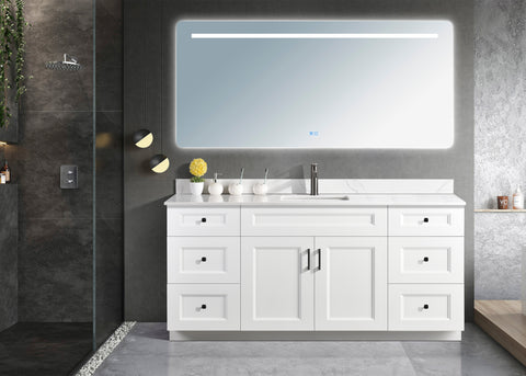 Serena 72″ Single Sink Free Standing Bathroom Vanity With Quartz Countertop - Bhdepot