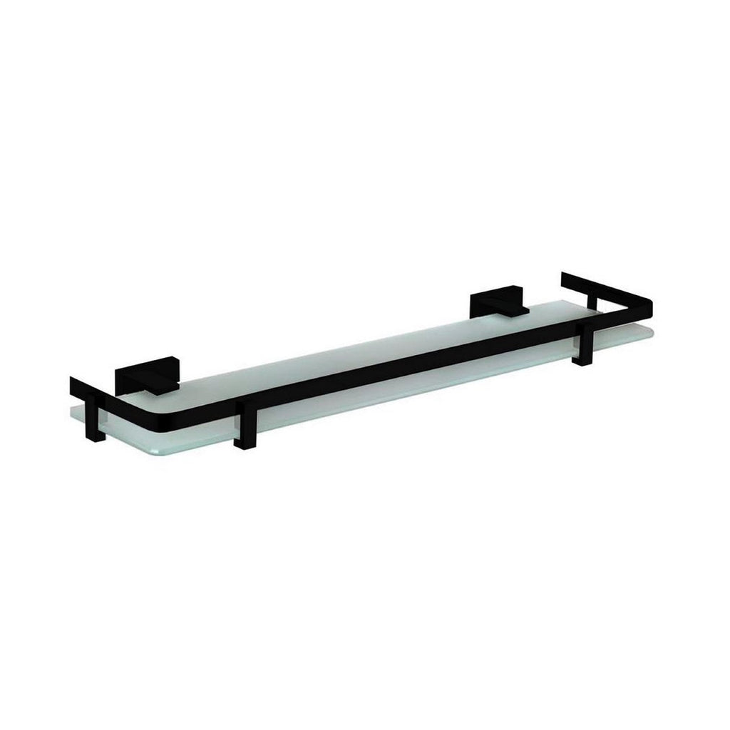 Aqua Plato Matte Black Glass Shelve - Home and Bath Depot