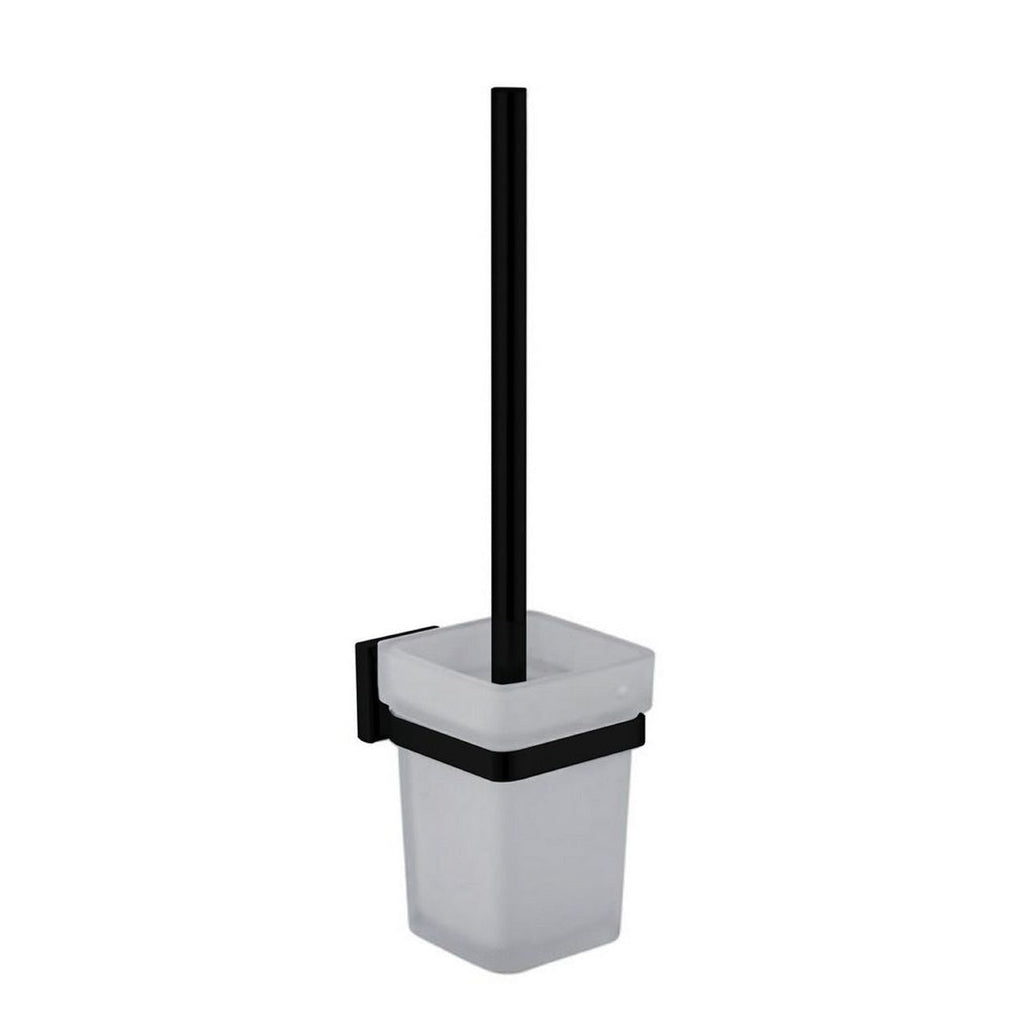 Aqua PLATO Toilet Brush w/ Frosted Glass Cup- Black - Home and Bath Depot