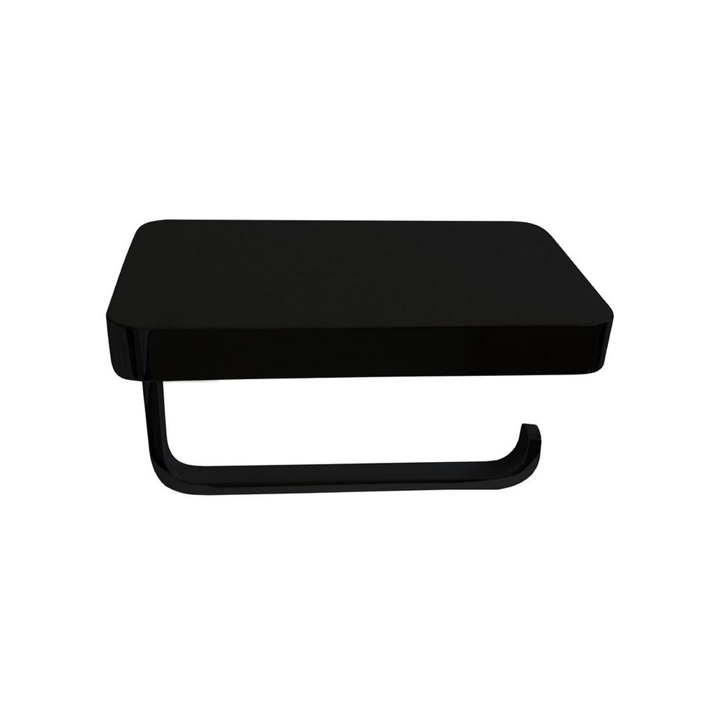 Aqua Plato Matte Black Toilet Paper Holder with Shelf - Home and Bath Depot