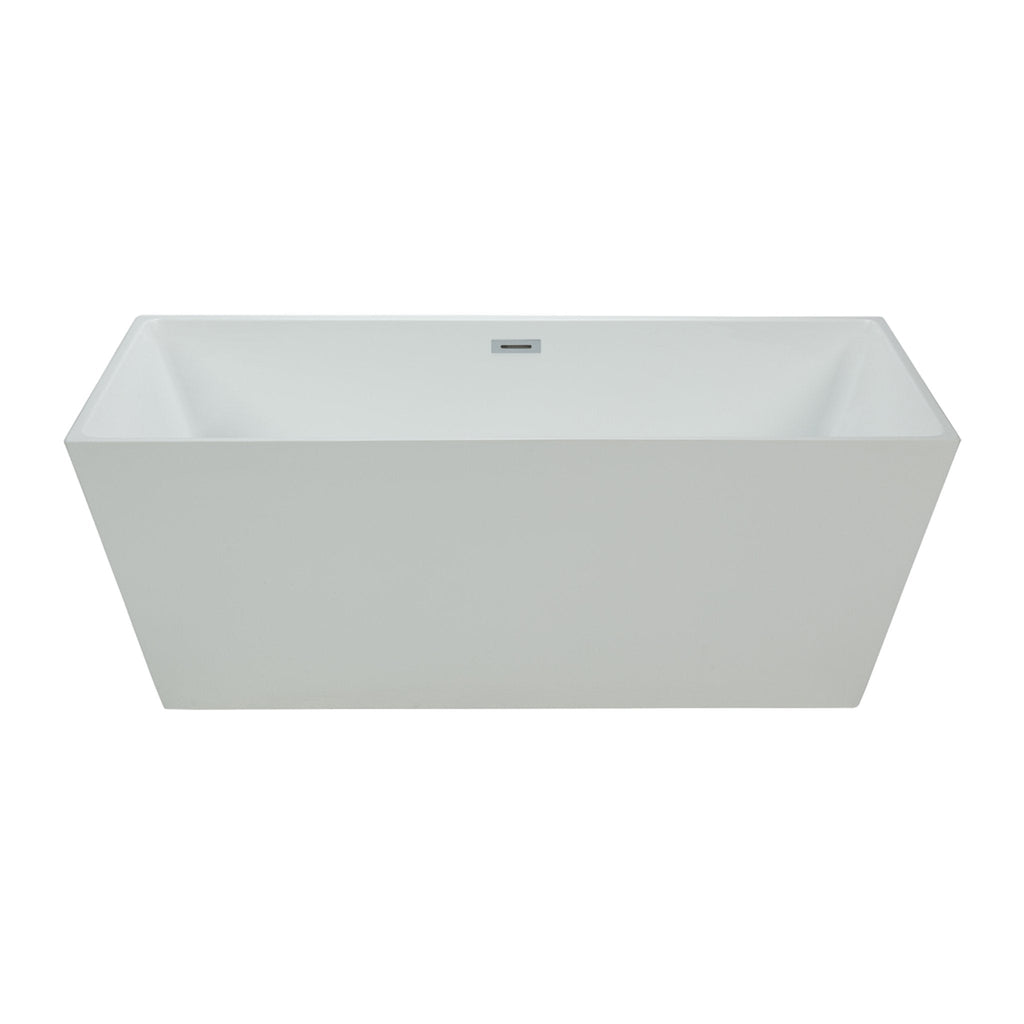 Barillo 60" Matte White Square Freestanding Bathtub - Bhdepot