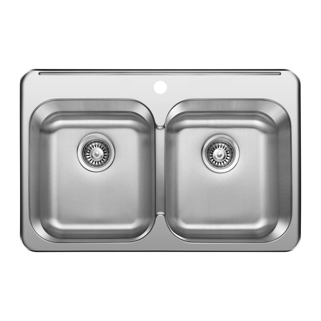 Elroy 32" x 21" Top-Mount Double Bowl Kitchen Sink - Bhdepot