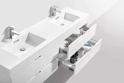 Bliss 80" Double Sink Wall Mount Modern Bathroom Vanity - Home and Bath Depot