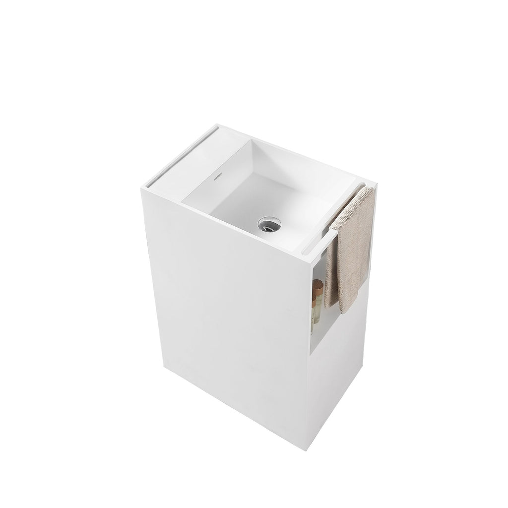 Fedra Corian Pedestal Sink with Towel Holder - Bhdepot