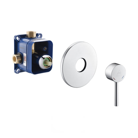 Aqua Rondo 1-Way Rough-In Shower Valve With Cover Plate, Handle and Diverter - Bhdepot 