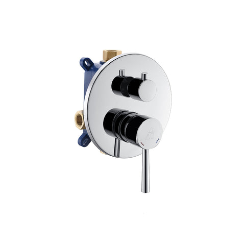 Aqua Rondo 2-Way Rough-In Shower Valve With Cover Plate, Handle and Diverter - Bhdepot 