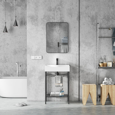 European Single Bathroom Vanity with Ceramic Vanity Top 22" - Bhdepot 