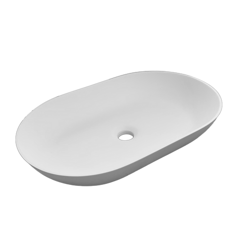 Solid surface oval vessel sink Matte White - Bhdepot 