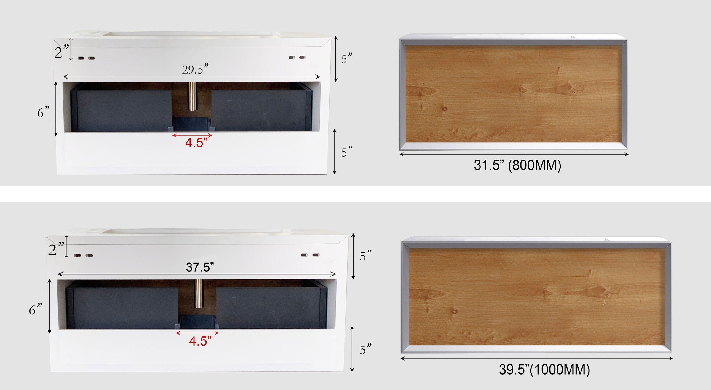 Modern Wallmount Vanities Combination kit 1 39.5" - Bhdepot 