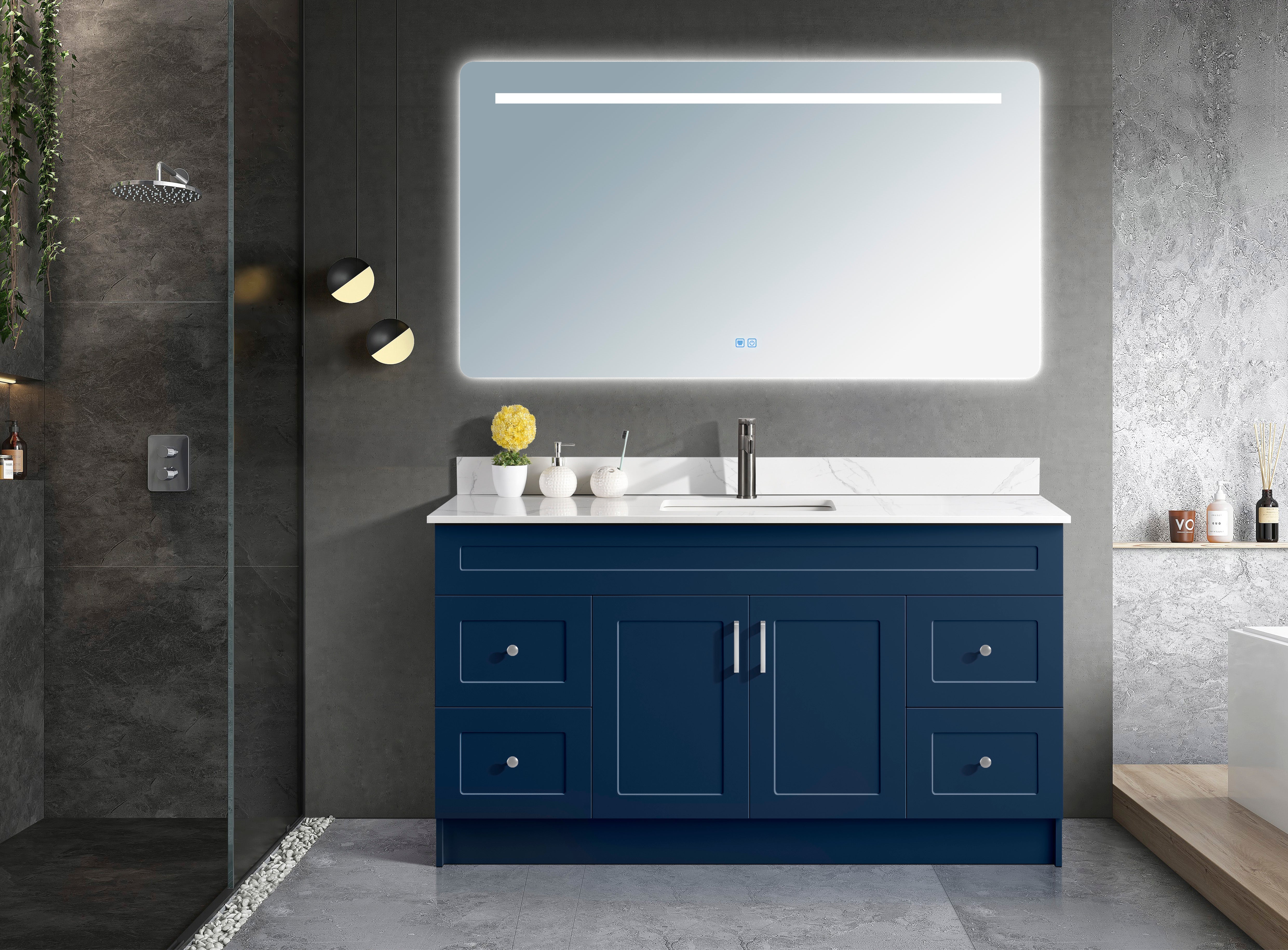 Serena 60″ Single Sink Free Standing Bathroom Vanity With Quartz Countertop - Bhdepot 