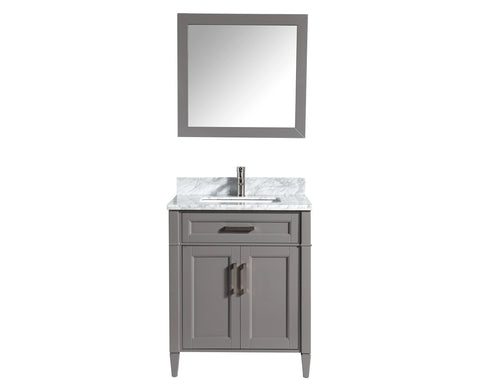 Vanity Art - Rio 30" Single Sink Bathroom Vanity Set with Sink and Mirror (Carrara Marble Top) - Bhdepot 