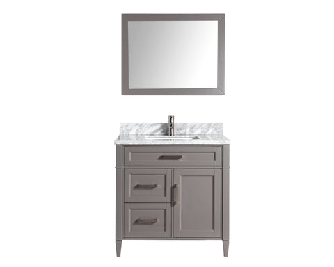 Vanity Art - Rio 36" Single Sink Bathroom Vanity Set with Sink and Mirror (Carrara Marble Top) - Bhdepot 