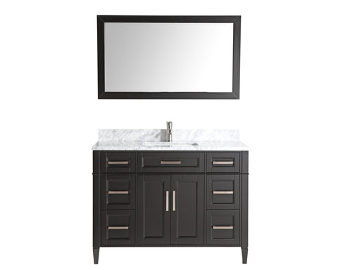 Vanity Art - Rio 48" Single Sink Bathroom Vanity Set with Sink and Mirror (Carrara Marble Top) - Bhdepot 