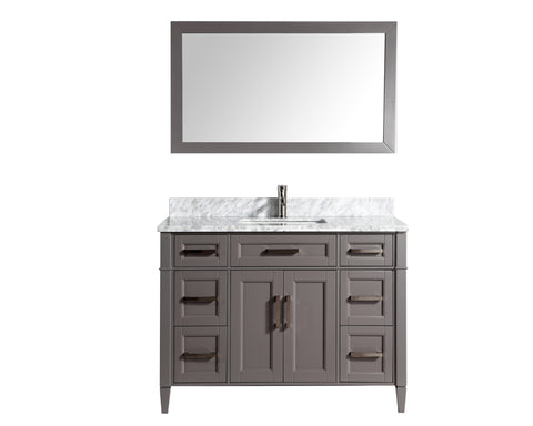 Vanity Art - Rio 48" Single Sink Bathroom Vanity Set with Sink and Mirror (Carrara Marble Top) - Bhdepot 