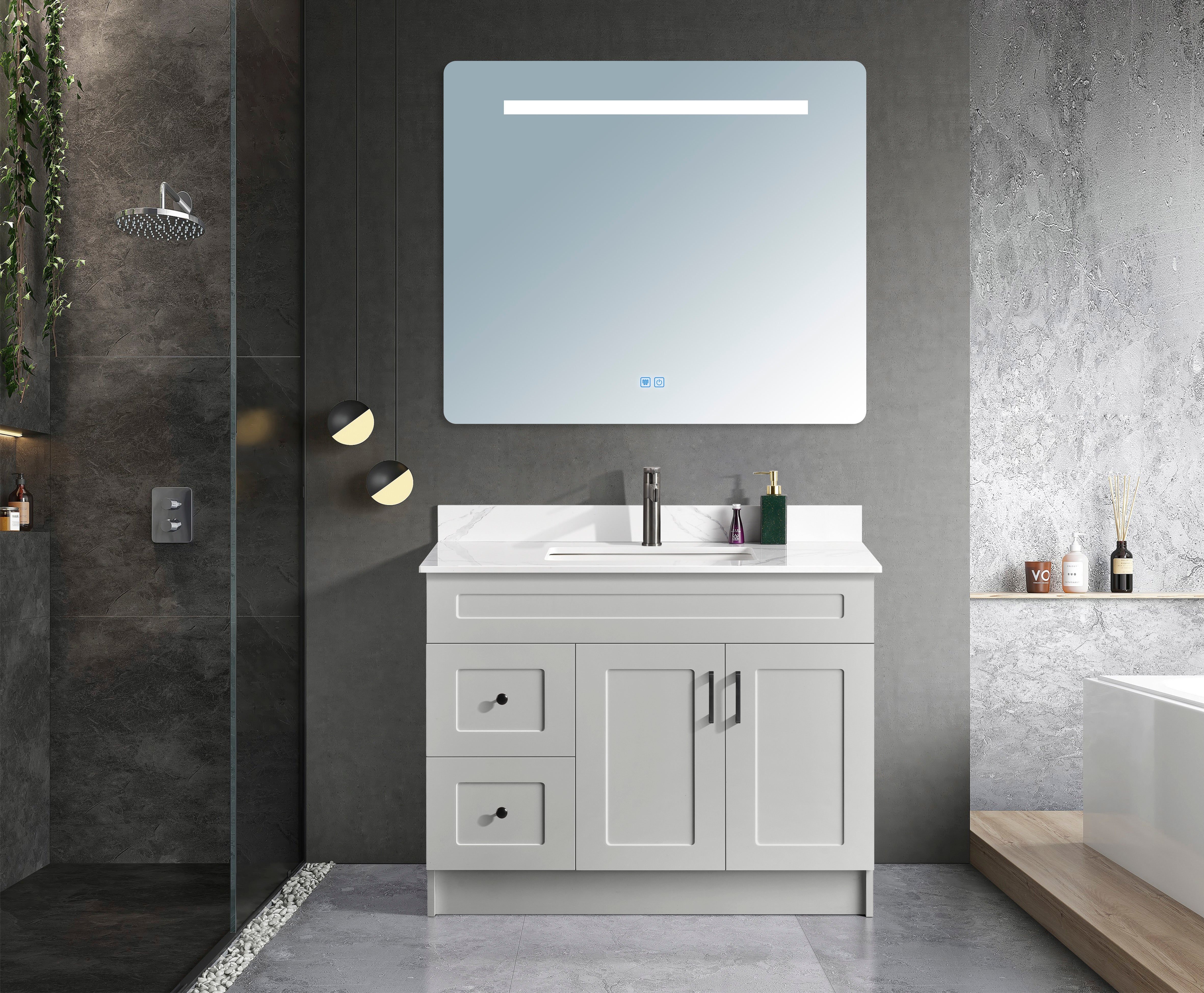 Serena 42″ Free Standing Bathroom Vanity With Quartz Countertop - Bhdepot 