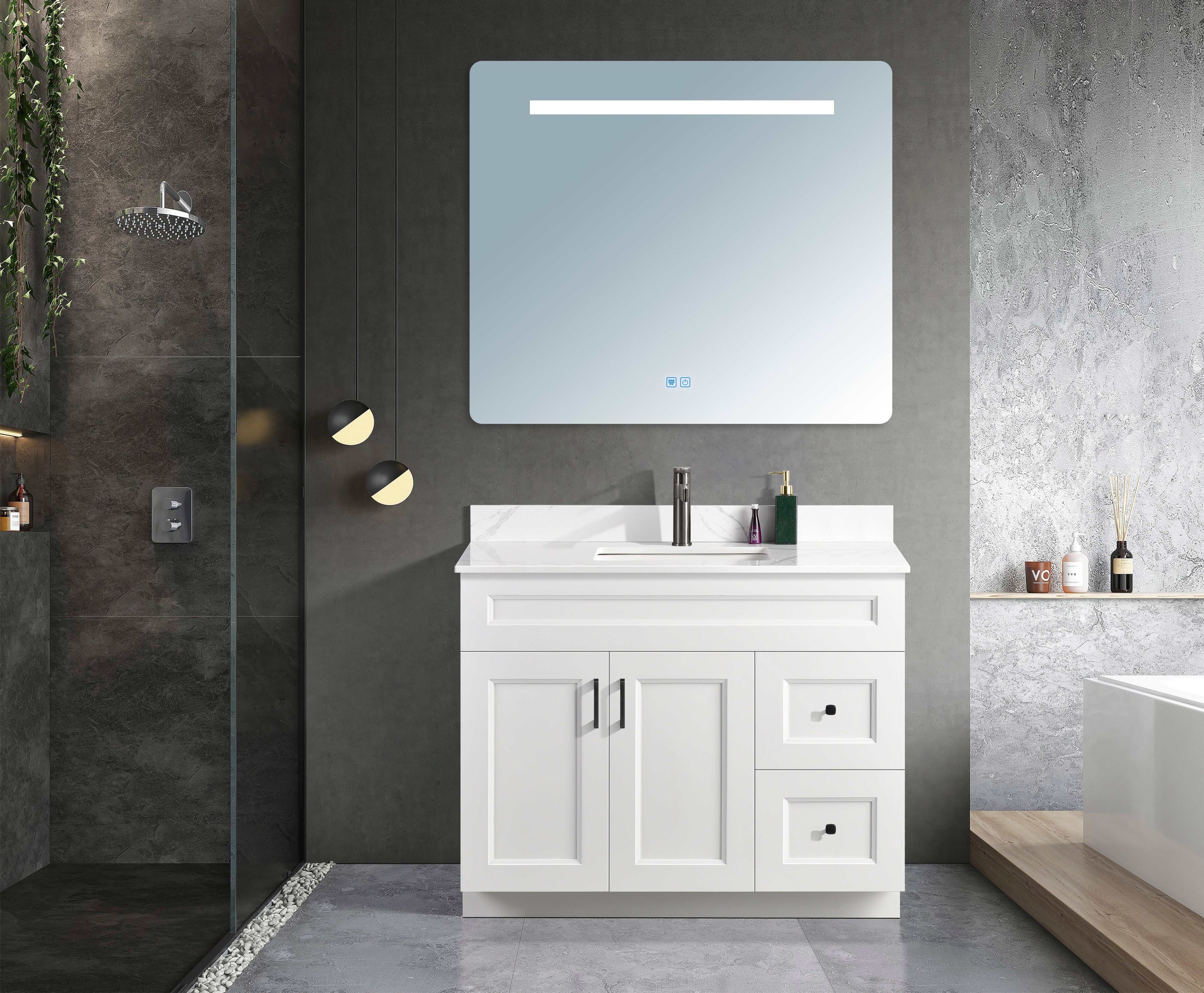 Serena 42″ Free Standing Bathroom Vanity With Quartz Countertop - Bhdepot 