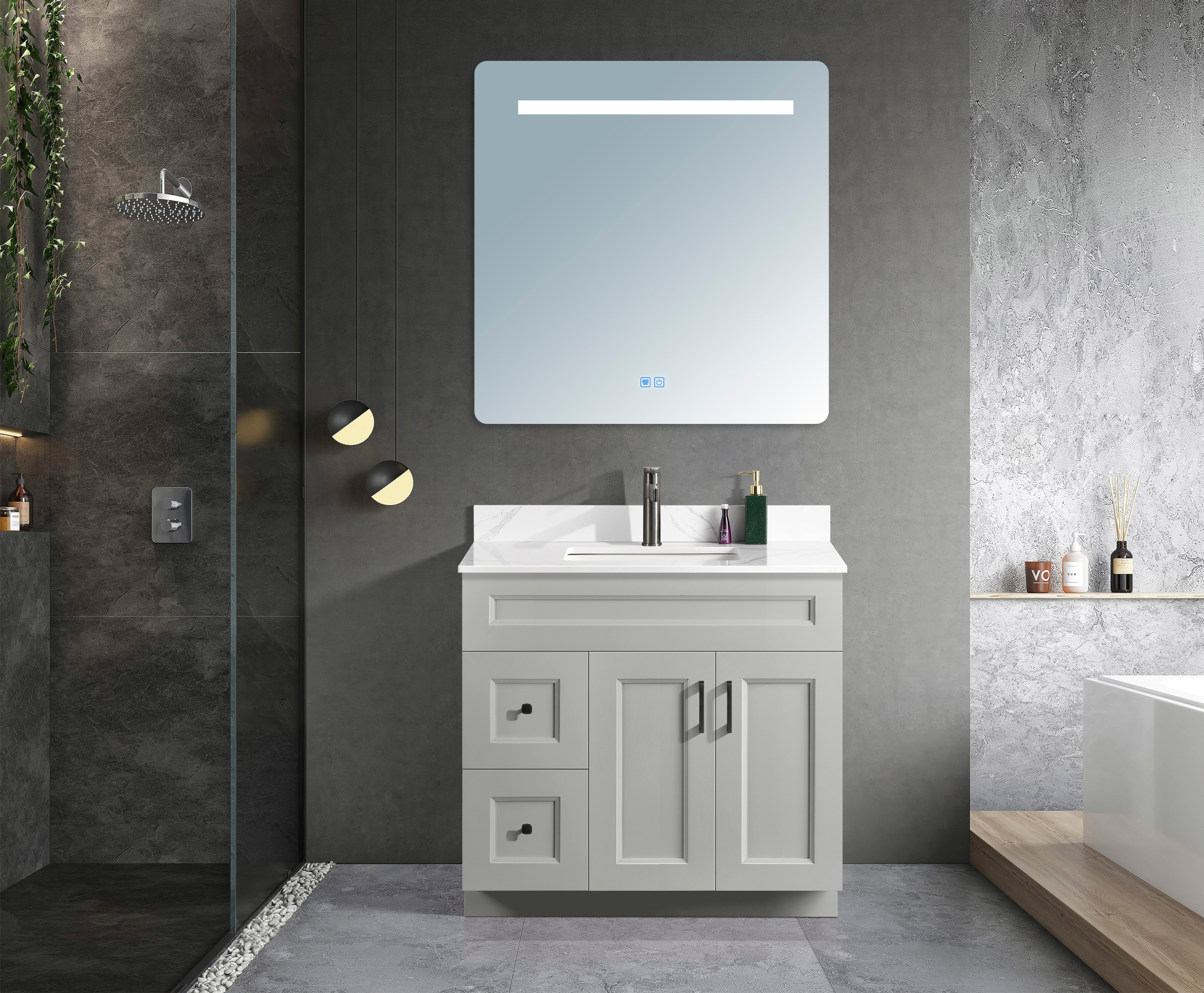 Serena 36″ Free Standing Bathroom Vanity With Quartz Countertop - Bhdepot 