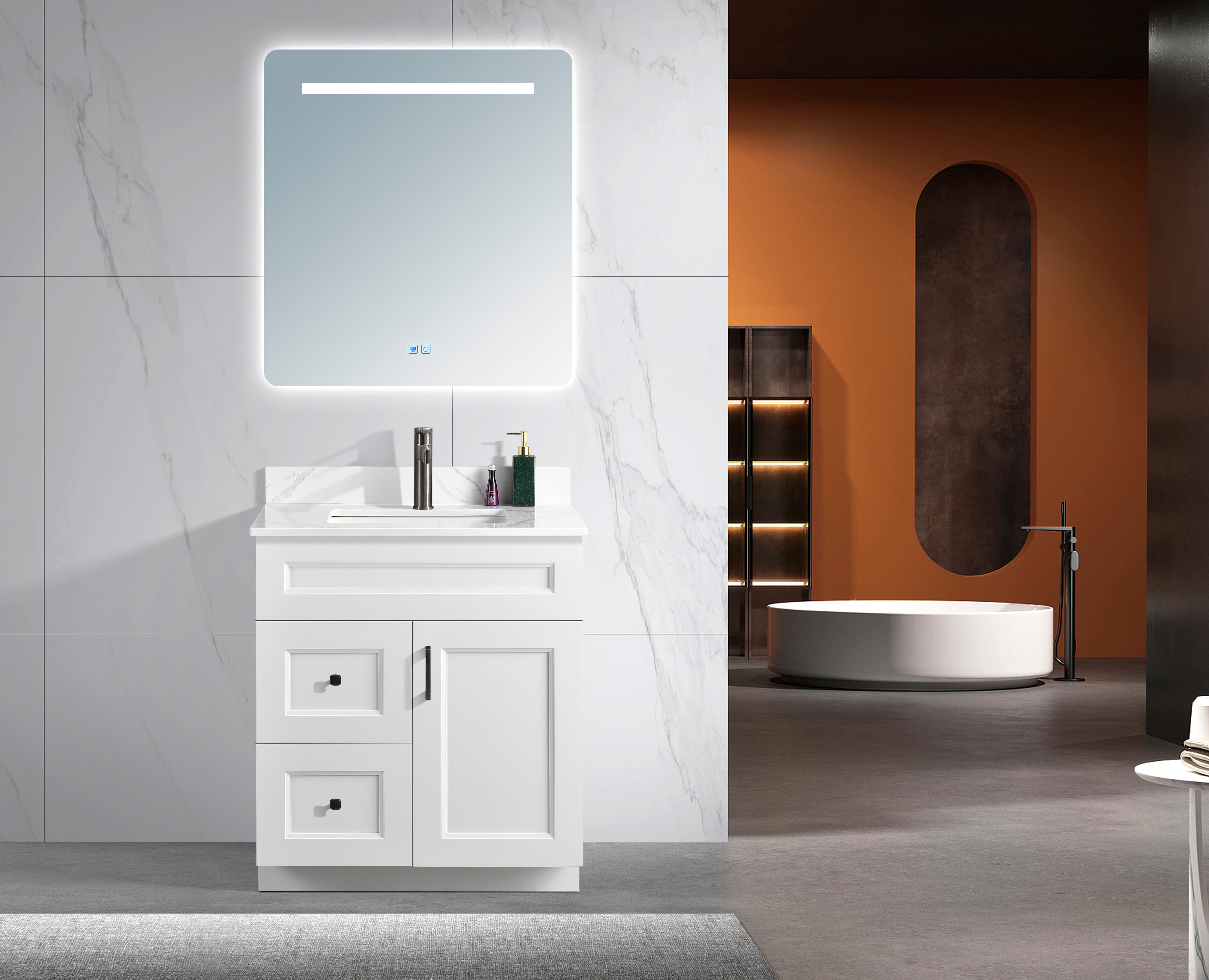 Serena 30″ Free Standing Bathroom Vanity With Quartz Countertop - Bhdepot 