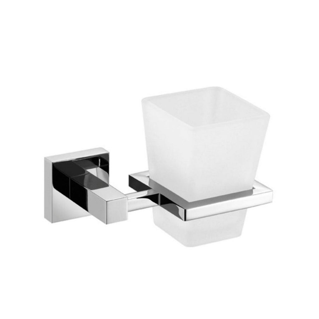 Aqua Piazza Frosted Glass Tumbler Holder - Home and Bath Depot