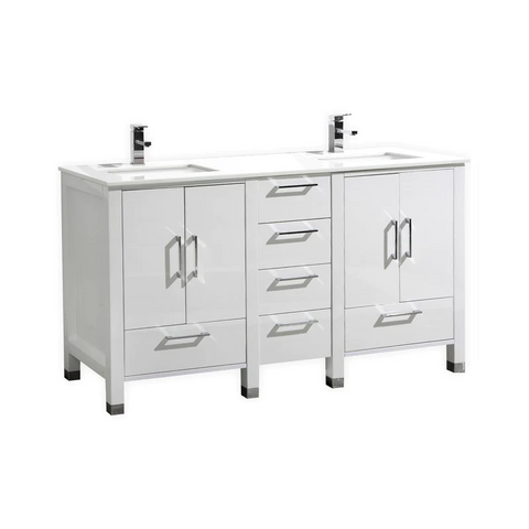 Anziano 60" Double SinkVanity w/  Quartz Countertop - Home and Bath Depot