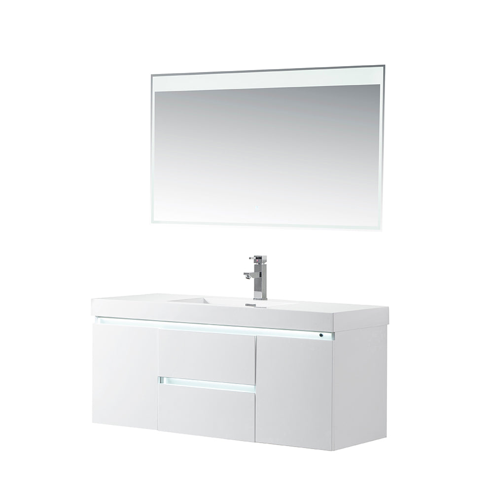 Vanity Art - Riga 48" LED Lighted Single Sink Wall-Mount Bathroom Vanity - Bhdepot 