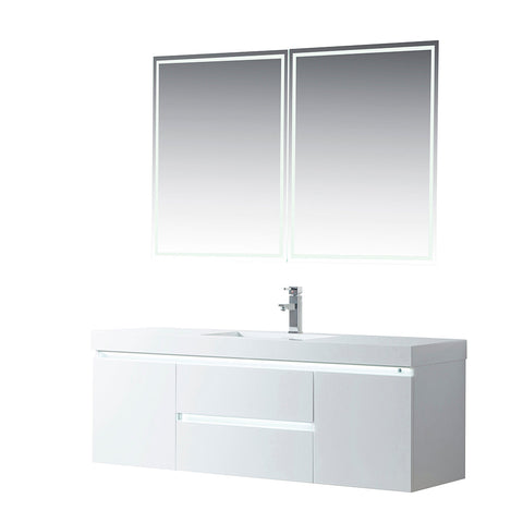 Vanity Art - Riga 60" LED Lighted Wall-Mount Single Sink Bathroom Vanity - Bhdepot 