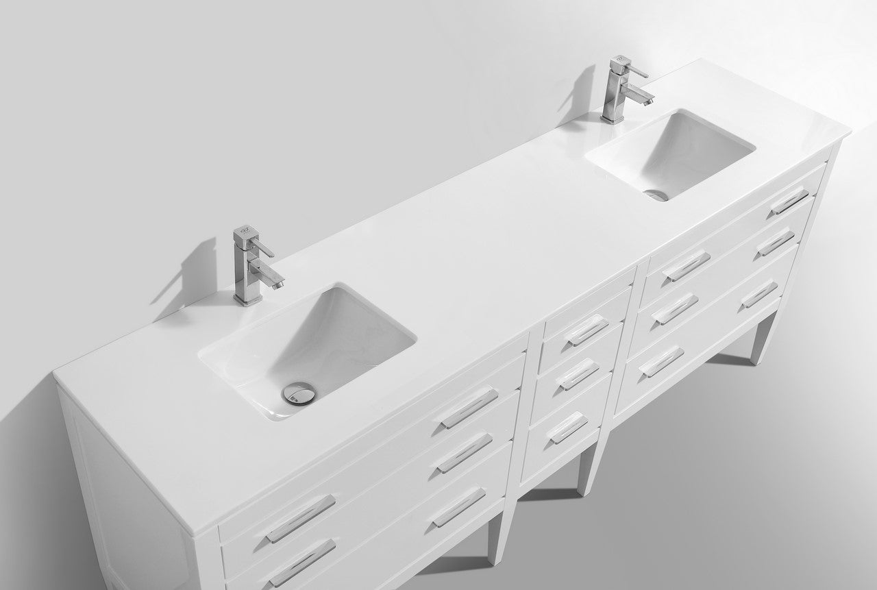 Eiffel 82'/'84'' Double Sink Vanity W/ Quartz Counter Top - Home and Bath Depot