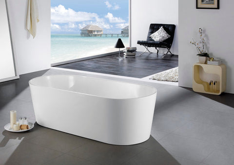 Ovale 63'' White Free Standing Bathtub - Home and Bath Depot