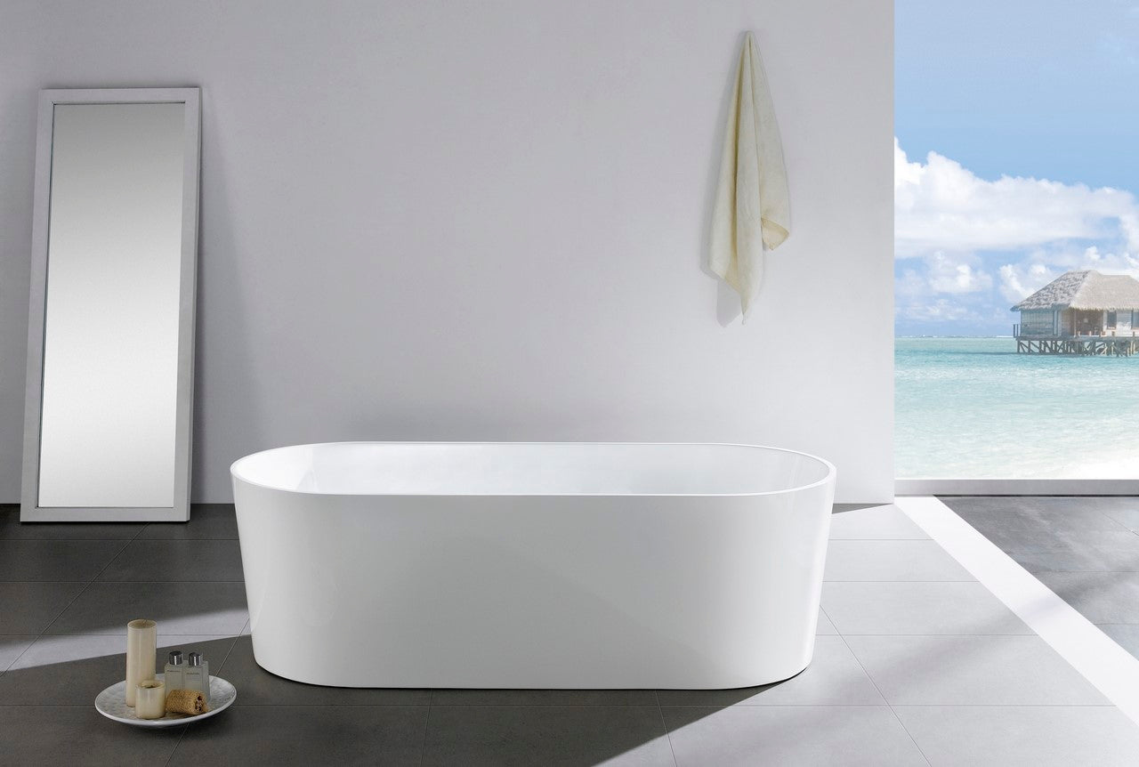 Ovale 63'' White Free Standing Bathtub - Home and Bath Depot