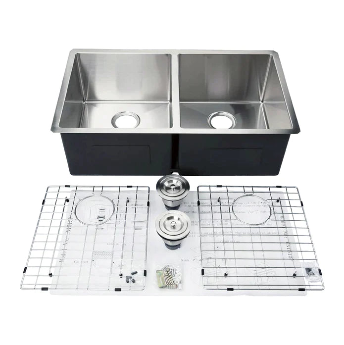 Kodaen 33" Mission Undermount Kitchen Sink-16g Double Bowls UN1515P - Bhdepot 