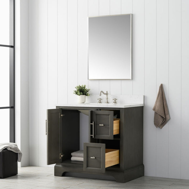 Vanity Art - Madison 36" Single Sink Bathroom Vanity with Marble Countertop - Bhdepot 