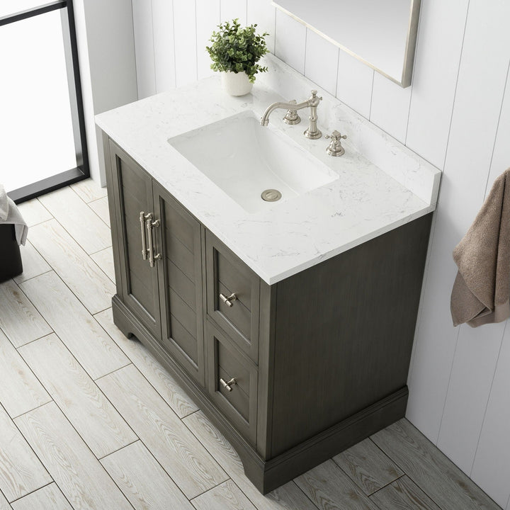 Vanity Art - Madison 36" Single Sink Bathroom Vanity with Marble Countertop - Bhdepot 