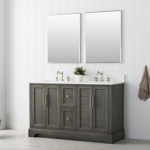 Vanity Art - Madison 54" Double Sink Bathroom Vanity with Marble Countertop - Bhdepot 