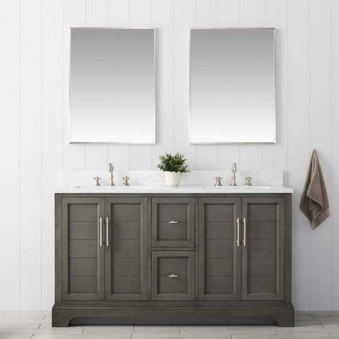Vanity Art - Madison 60" Double Sink Bathroom Vanity with Marble Countertop - Bhdepot 