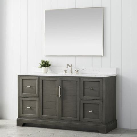 Vanity Art - Madison 60" Single Sink Bathroom Vanity with Marble Countertop - Bhdepot 