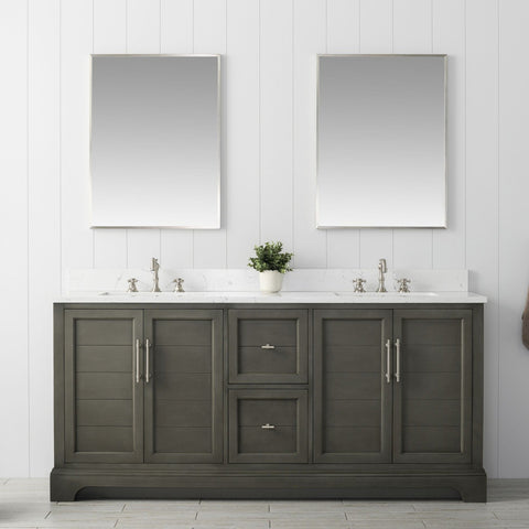 Vanity Art - Madison 72" Double Sink Bathroom Vanity with Marble Countertop - Bhdepot 