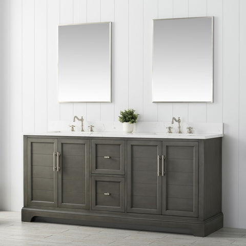 Vanity Art - Madison 72" Double Sink Bathroom Vanity with Marble Countertop - Bhdepot 