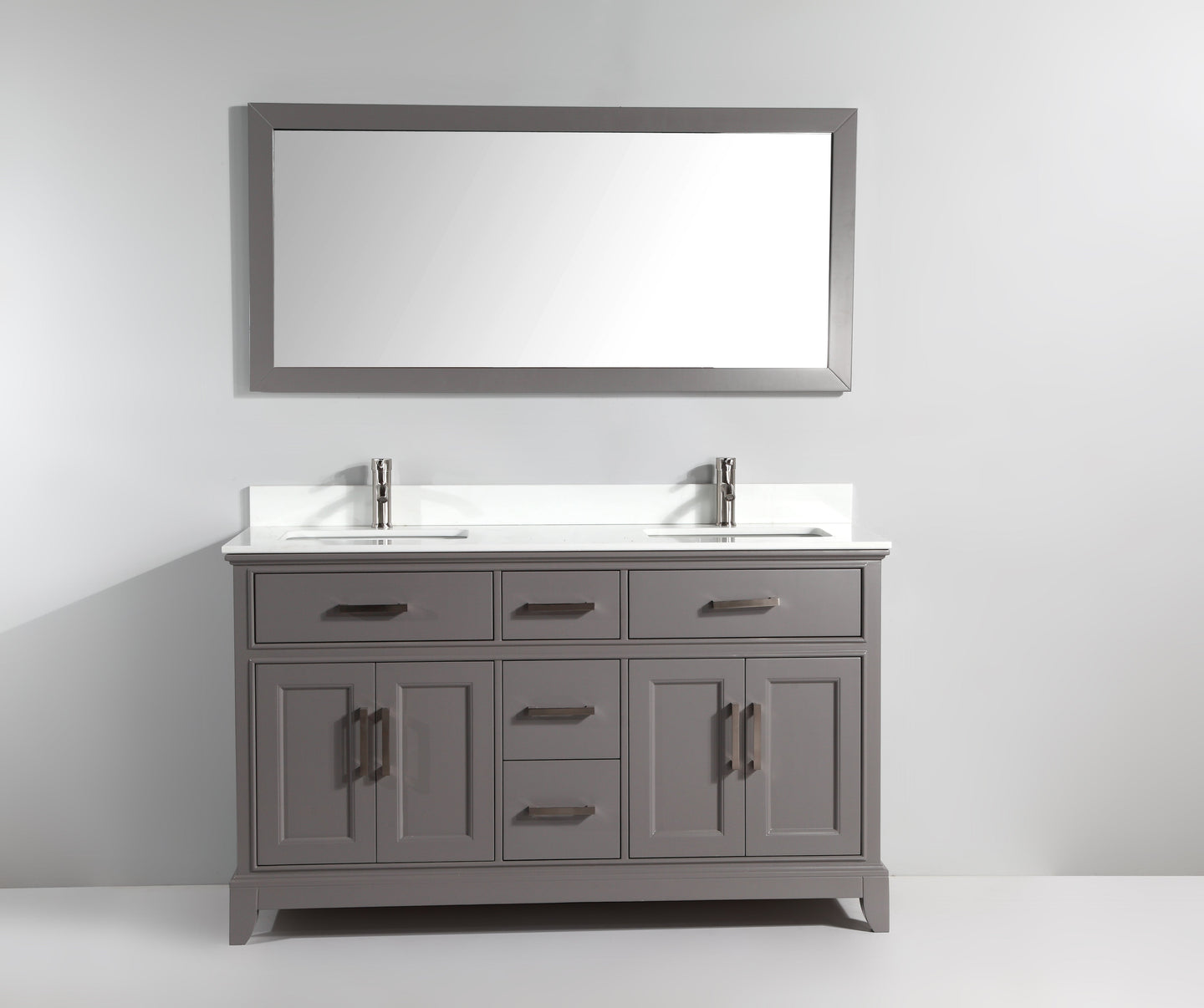 Vanity Art - Paris 60" Double Sink Bathroom Vanity Set with Sink and Mirror - Bhdepot 