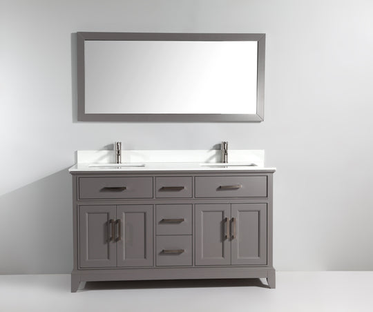 Vanity Art - Paris 60" Double Sink Bathroom Vanity Set with Sink and Mirror - Bhdepot 
