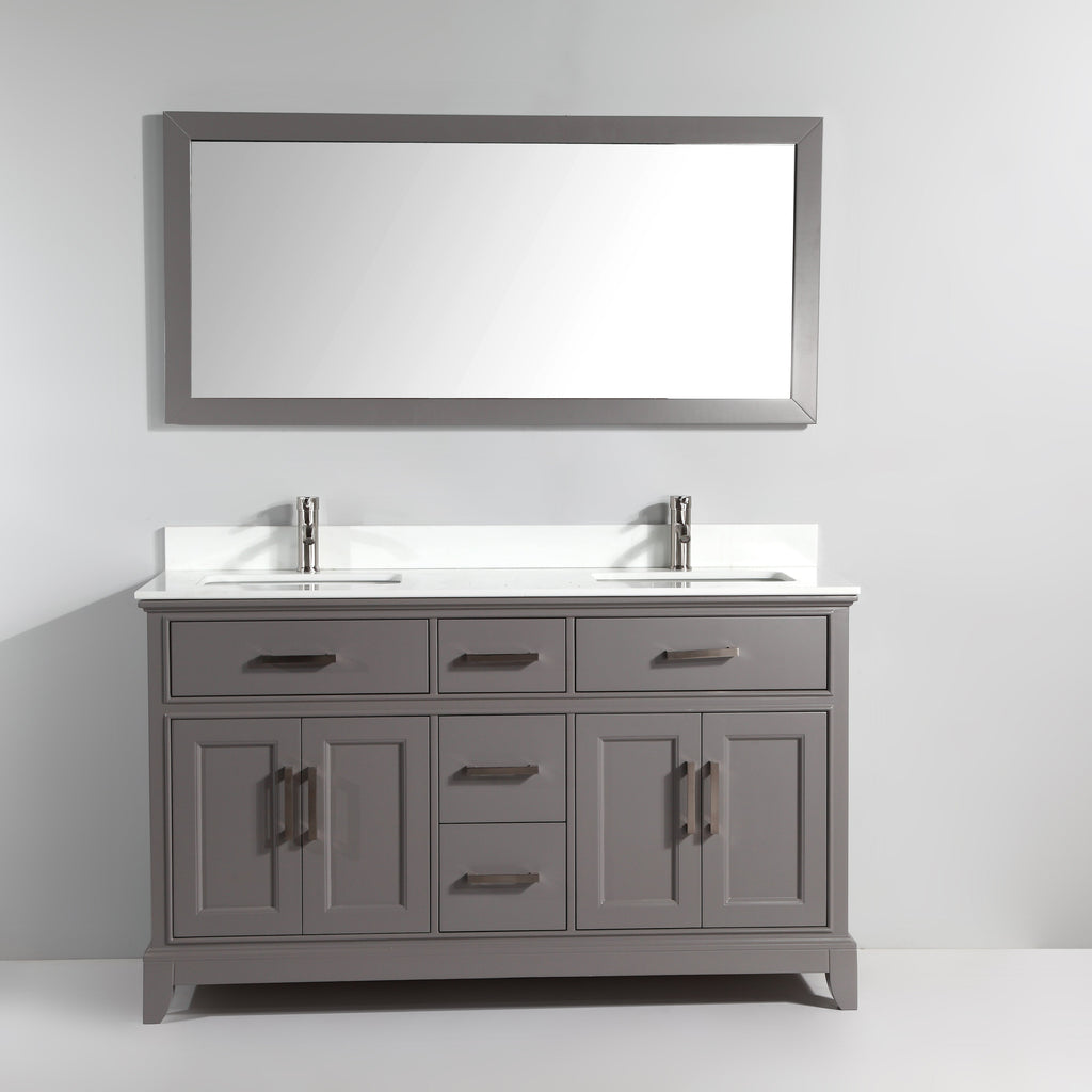 Vanity Art - Paris 60" Double Sink Bathroom Vanity Set with Sink and Mirror - Bhdepot 