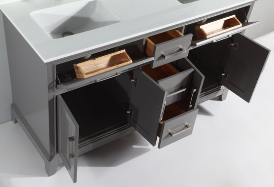 Vanity Art - Paris 60" Double Sink Bathroom Vanity Set with Sink and Mirror - Bhdepot 