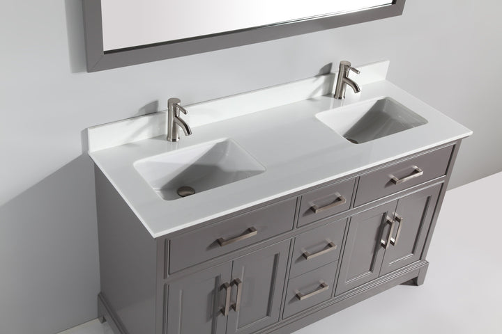 Vanity Art - Paris 60" Double Sink Bathroom Vanity Set with Sink and Mirror - Bhdepot 