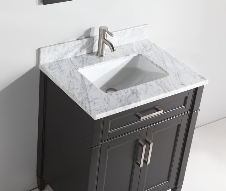 Vanity Art - Rio 30" Single Sink Bathroom Vanity Set with Sink and Mirror (Carrara Marble Top) - Bhdepot 