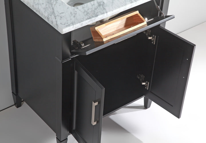 Vanity Art - Rio 30" Single Sink Bathroom Vanity Set with Sink and Mirror (Carrara Marble Top) - Bhdepot 