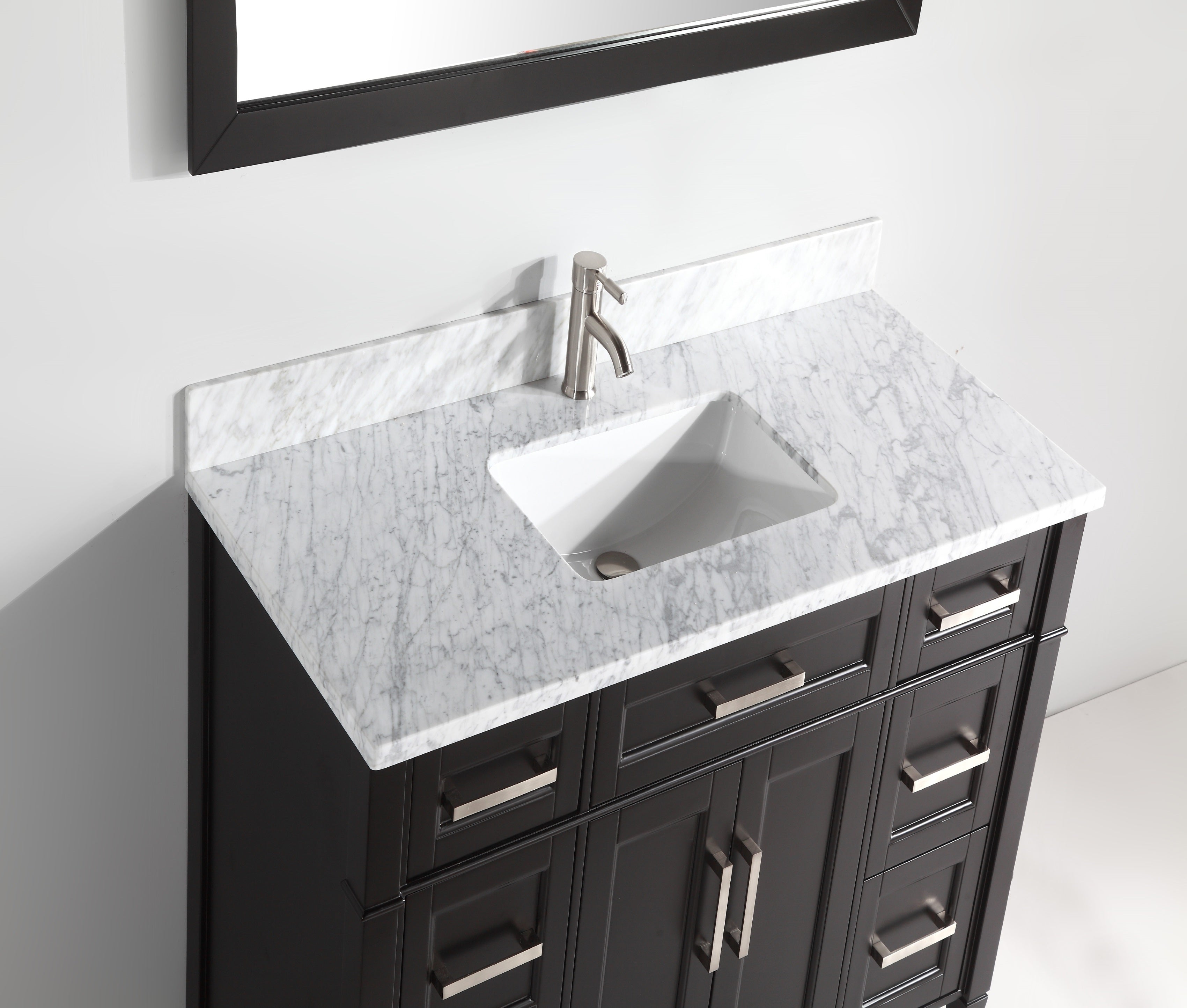 Vanity Art - Rio 60" Single Sink Bathroom Vanity Set with Sink and Mirror (Carrara Marble Top) - Bhdepot 