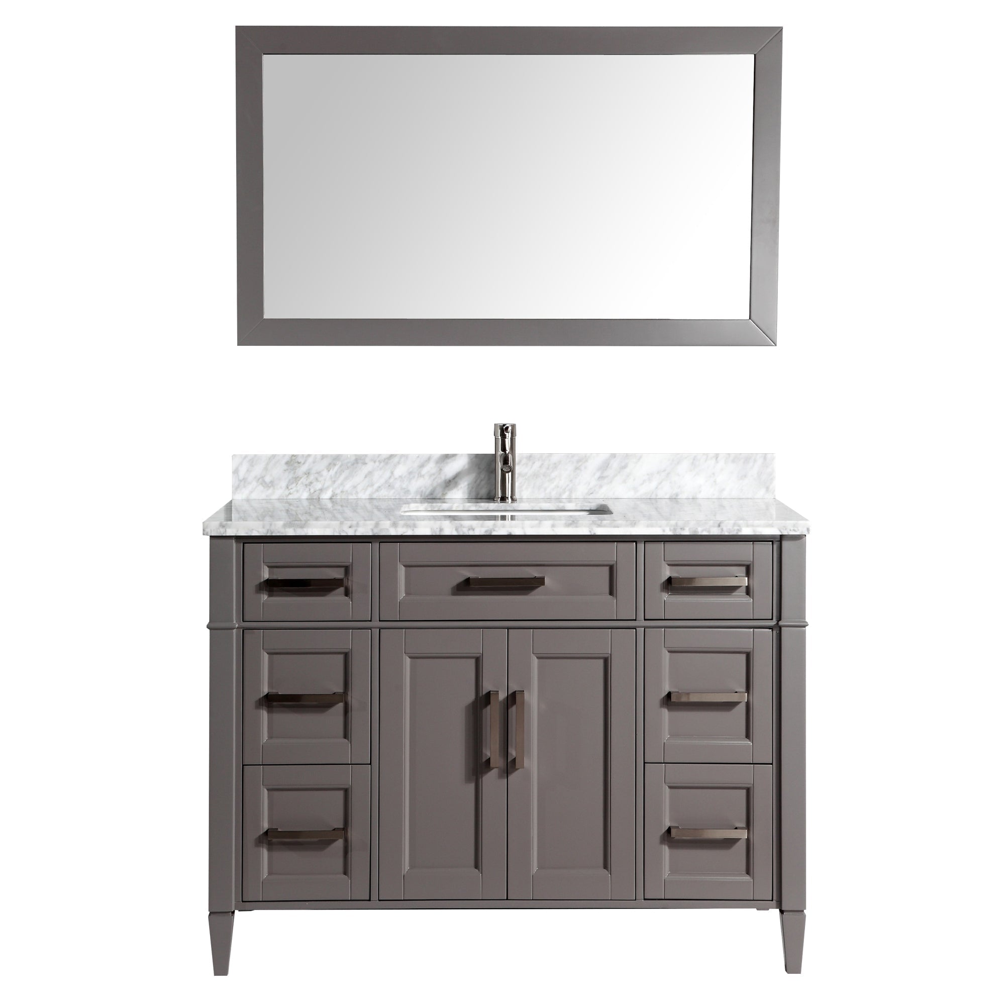 Vanity Art - Rio 60" Single Sink Bathroom Vanity Set with Sink and Mirror (Carrara Marble Top) - Bhdepot 